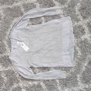 Lucky Brand XS linen blend knit sweater metallic layered sweater long sleeve